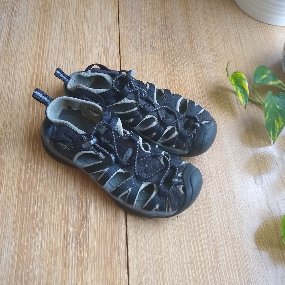 Black and grey keen hiking sandals